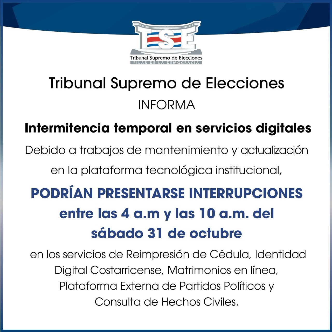 Descripción detallada del texto y contenido visual que aparece en la imagen del aviso