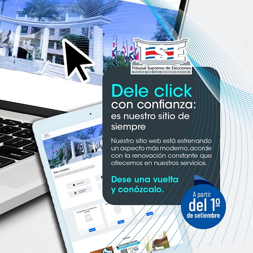 Nuevo sitio web del TSE estará disponible a partir del 1° de setiembre 