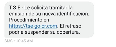 Mensaje falso sobre el TSE